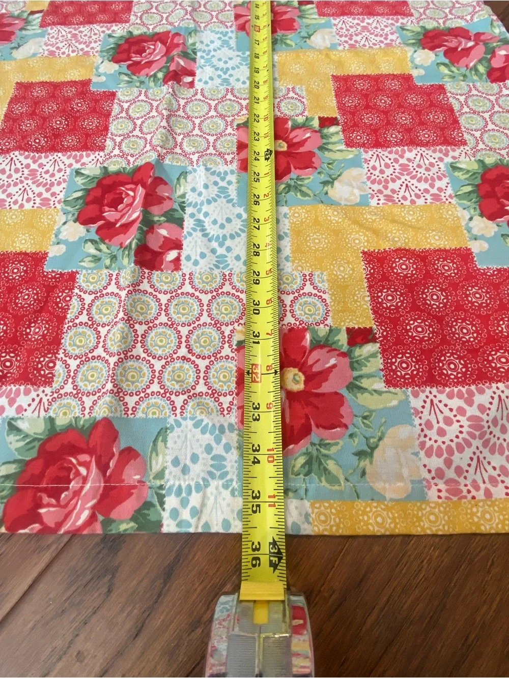 The Pioneer Woman Red Floral Patchwork Curtain Panel & New Kitchen Towel